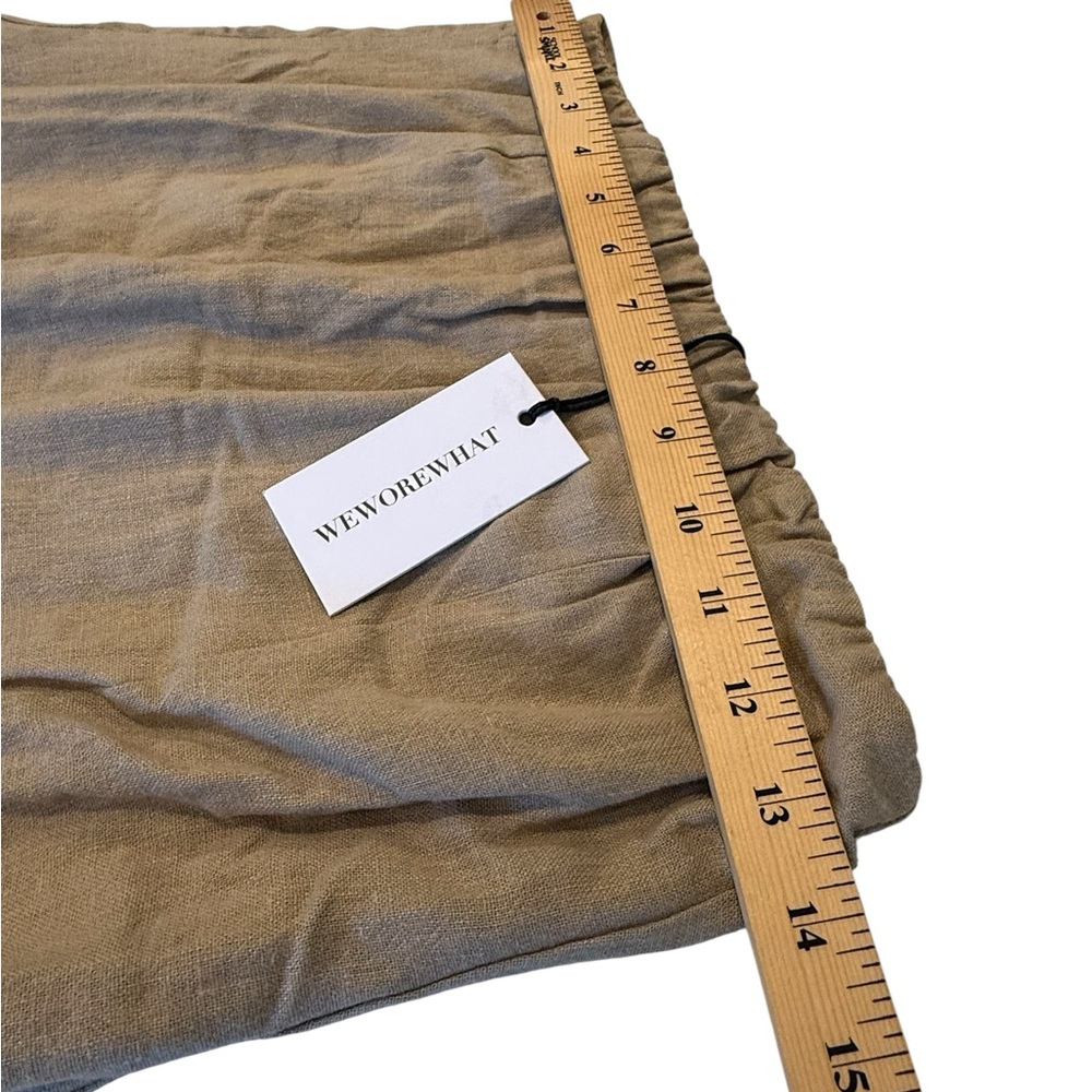 WeWoreWhat Revolve Tan Linen Blend A-Line Midi Strapless in SAFARI Pockets! Med - Picture 10 of 16